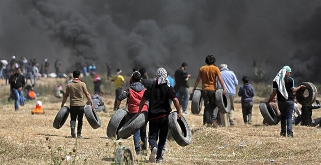 Protestas en la frontera de Gaza con Israel. / EFE