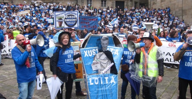 Manifestación de los funcionarios de justicia en el segundo mes de huelga. E.P.