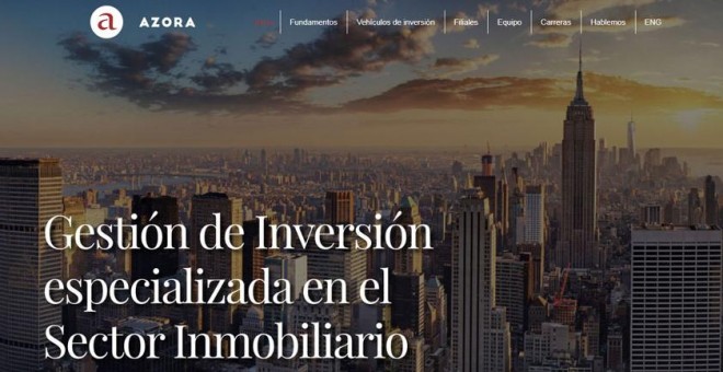 Portada de la página web de la gestora inmobiliarioa Azora.