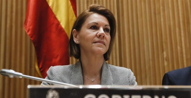 La ministra de Defensa, María Dolores de Cospedal, hoy en la comisión de Defensa del Congreso. EFE/Fernando Alvarado
