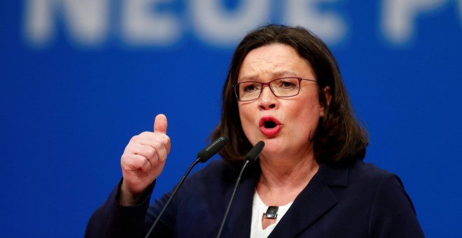 La nueva presidenta del SPD alemán, Andrea Nahles. - REUTERS