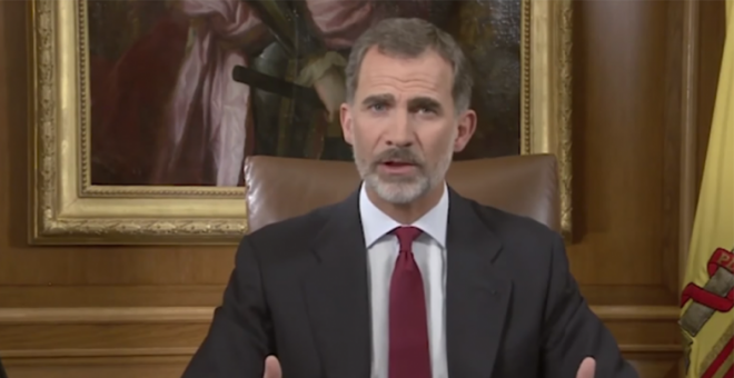 El rey Felipe VI durante su discurso televisado el 3 de octubre de 2017.