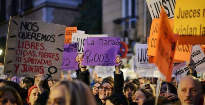 Manifestación en Madrid contra la justicia patriarcal por el juicio de la violación grupal de los Sanfermines de 2016. EFE