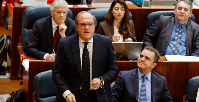 El portavoz del PSOE en la Asamblea de Madrid, Ángel Gabilondo, durante una intervención en el pleno de la Asamblea de Madrid. | EFE