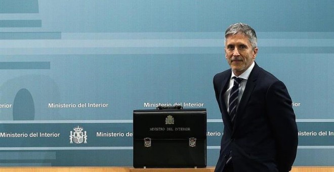 El ministro del Interior Fernando Grande-Marlaska, durante la ceremonia de traspaso de cartera en el Ministerio del Interior en Madrid.- EFE/Rodrigo Jiménez