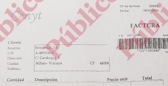 Esta factura a la que Público ha accedido en exclusiva es una de las, por lo menos,  29 que Iberdrola pagó al grupo Cenyt mientras el comisario Villarejo estaba en funciones en la Policía Nacional, por servicios de gestión de crisis.