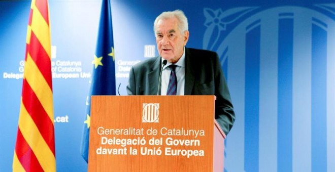 El conseller de Acción Exterior de la Generalitat de Cataluña, Ernest Maragall comparece ante los medios de comunicación en la delegación del Govern en Bruselas