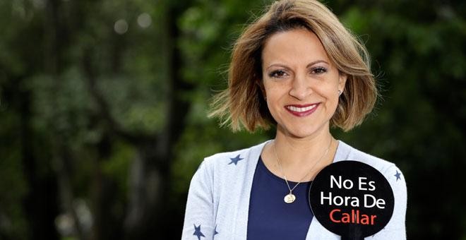 Jineth Bedoya publicitando su campaña 'No es hora de callar'. / Cortesía EL TIEMPO