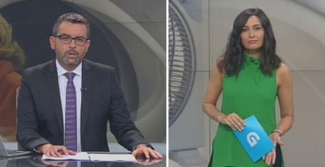 Alfonso Hermida y Tati Moyano, presentadores del informativo de la tarde de la televisión pública gallega. / TVG