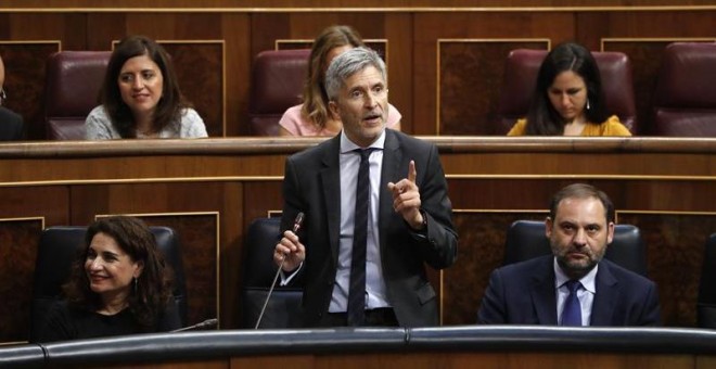 20/06/2018.- El ministro del Interior, Fernando Grande-Marlaska, durante una intervención en el Gobierno. EFE/Javier Lizón