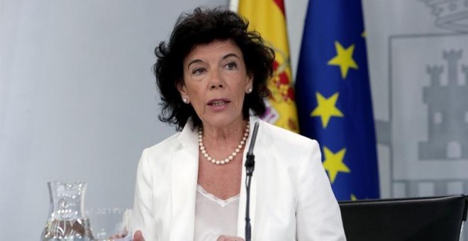 29/06/2018.- La portavoz del Gobierno, Isabel Celaá, durante la rueda de prensa que ofrece hoy en Madrid posterior al Consejo de Ministros. EFE/ Zipi
