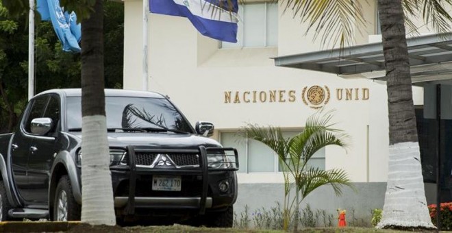 27/06/2018.- Vista de la fachada de las instalaciones de la sede de la Organización de Naciones Unidas (ONU) durante una reunión de la delegación de la Oficina del Alto Comisionado de las Naciones Unidas para los Derechos Humanos (ACNUDH) con organismos n