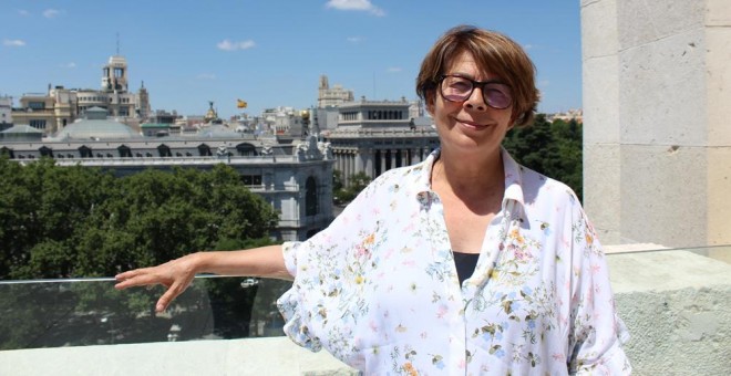 Inés Sabanés, en la azotea del Ayuntamiento de Madrid. ERLY QUIZHPÉ