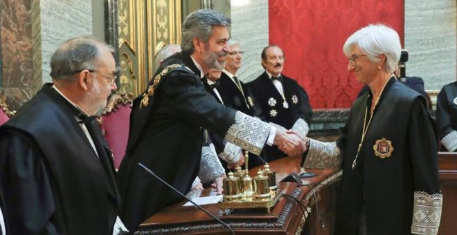 La nueva fiscal general del Estado, María José Segarra, toma posesión de su cargo en un acto presidido por el presidente del Tribunal Supremo y el Consejo General del Poder Judicial, en el Tribunal Supremo. / EFE