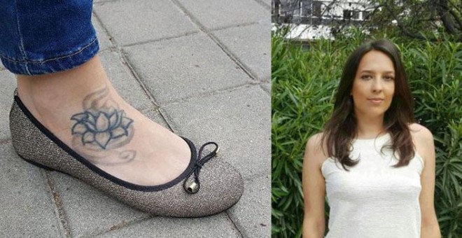 Detalle del tatuaje de Estela Martín, opositora a psicóloga militar, por el que fue descartada. | Público