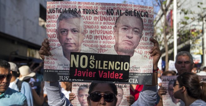 Manifestación en Sinaloa por el asesinato del periodista Javier Valdez./AFP