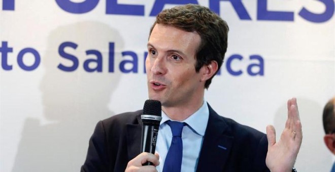 Pablo Casado, durante un acto con afiliados hace unos días en Madrid. EFE/Javier López