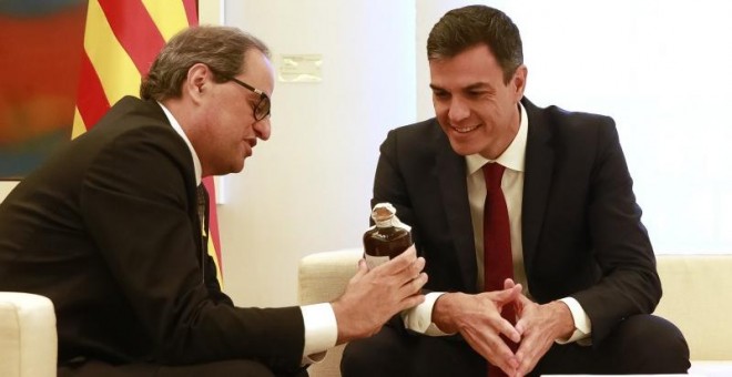 Quim Torra y Pedro Sánchez, durante su encuentro en La Moncloa. Madrid, lunes 9 de julio de 2018. - JOSE MARIA CUADRADO JIMENEZ (WEB DE LA MONCLOA)