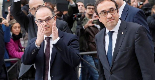 Los exconsellers Josep Rull y Jordi Turull a su llegada a la Audiencia Nacional. EFE