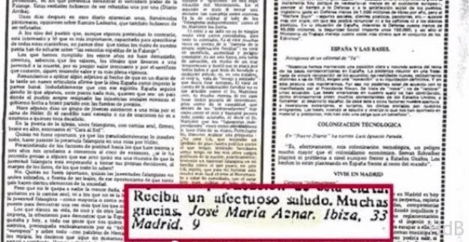 José María Aznar con solo 16 años provocó un estrépito de yugos y flechas al apoyar la falange independiente