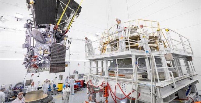 Fotografía del 11 de julio de 2018, cedida por la NASA, donde se observa la Sonda Solar Parker, creada por el Laboratorio de Física Aplicada de la Universidad Johns Hopkins de Maryland. Foto: EFE