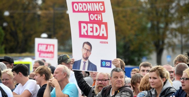 Público en un acto de campaña de Jimmie Akesson, líder del partido ultraderechista Demócratas Suecos. / REUTERS -  FREDRIK SANDBERG