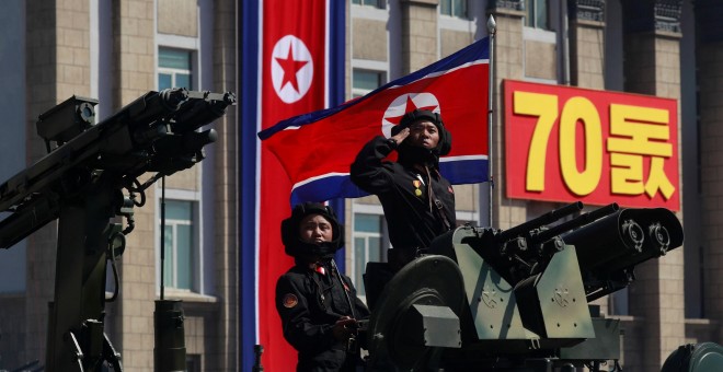 Corea del Norte celebra su 70 aniversario con un desfile en el que no exhiben misiles intercontinentales | Reuters/ Danish Siddiqui
