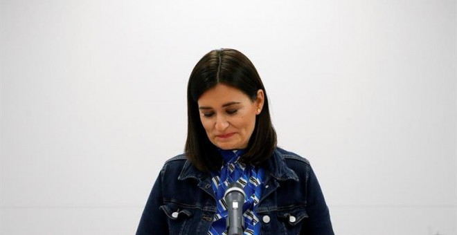 Carmen Montón, durante la rueda de prensa en la sede del Ministerio en la que ha informado sobre su dimisión. - EFE