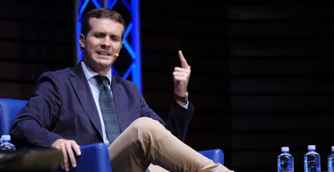 Pablo Casado, presidente del PP, en un acto en Canarias. (ÁNGEL MEDINA. G | EFE)