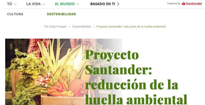 Imagen del post de Thedailyprosper.con que explica el proyecto de reducción de la huella ambiental del Grupo Santander en todo el mundo