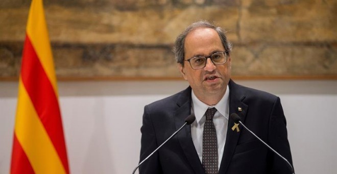 El president de la Generalitat, Quim Torra, en declaració institucional / EFE Quique Garcia