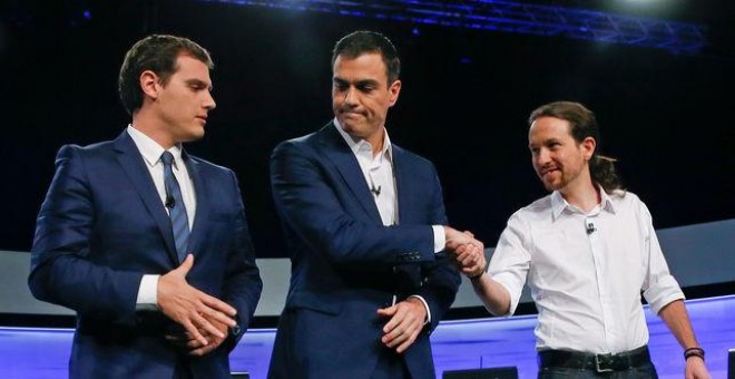 Albert Rivera, Pedro Sánchez y Pablo Iglesias. FOTO: JuanJo Martin/EFE