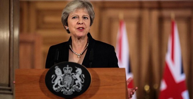May, durante su declaración este viernes en Downing Street. Jack Taylor/Reuters