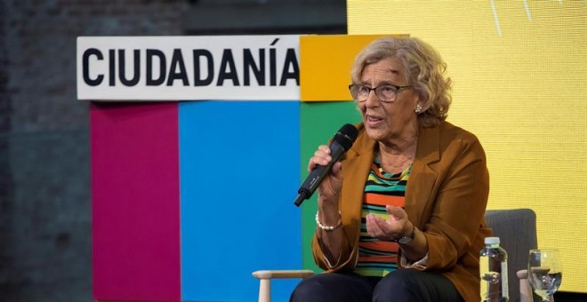 03/10/2018.- La Alcaldesa de Madrid, Manuela Carmena, durante la inauguración de IV Encuentro de Cultura y Ciudadanía, en el centro cultural Daoiz y Velarle de Madrid.-EFE/ Santi Donaire