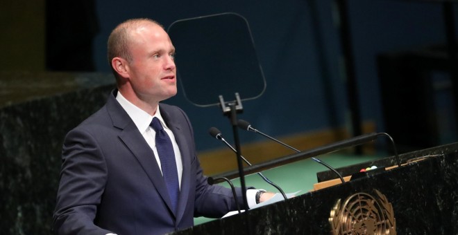 El primer ministro maltés, Joseph Muscat, durante  la Cumbre de la Paz Nelson Mandela en Nueva York. / REUTERS - CARLO ALLEGRI