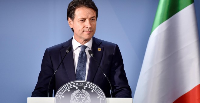 El primer ministro italiano, Giuseppe Conte, en una comparecencia tras la cumbre de la UE de junio de 2018, en Bruselas. REUTERS/Eric Vidal