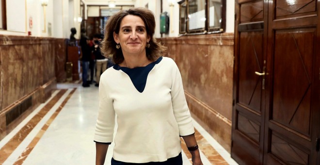 La ministra de Transición Energética y Medio Ambiente, Teresa Ribera, a su llegada al pleno del pleno celebrado en el Congreso de los Diputados.EFE/Mariscal