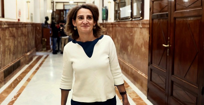 La ministra de Transición Energética y Medio Ambiente, Teresa Ribera, a su llegada al pleno del pleno celebrado en el Congreso de los Diputados.EFE/Mariscal