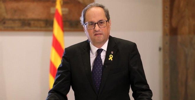 Quim Torra, durante la rueda de prensa. EFE/Generalitat de Cataluña/Jordi Bedmar