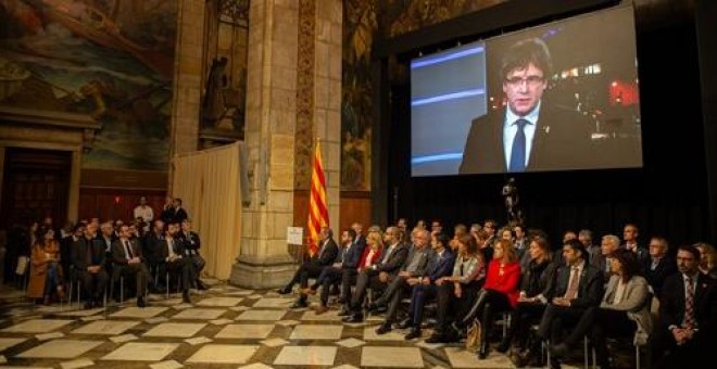 Imagen del acto celebrado en el Palau de la generalitat | David Zorrakino / EFE