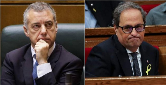 A la izquierda el lehendakari Iñigo Urkullu y el presidente de la Generalitat, Quim Torra. / EFE