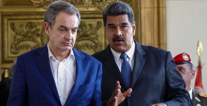 El expresidente del Gobierno, José Luis Rodríguez Zapatero, con el presidente venezolano, Nicolás Maduro, en mayo de 2018  |  EFE/Archivo