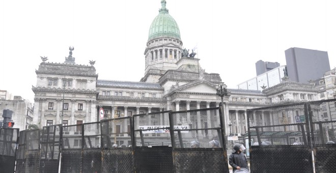 Imagen del Congreso de Argentina vallado