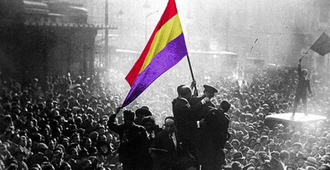 Celebración por la proclamación de la II República en España. Madrid, 14 de abril de 1931.
