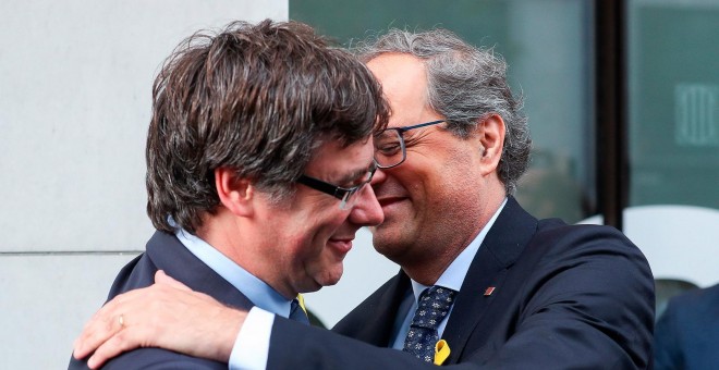 Imagen de archivo de Carles Puigdemont y Quim Torra en Bruselas/EFE