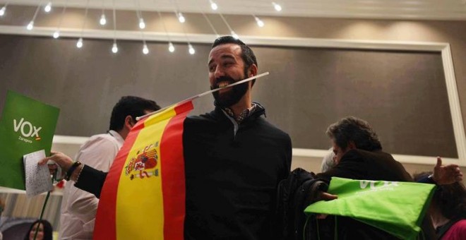 El presidente de Vox, Santiago Abascal, tras conocer los resultados en las elecciones andaluzas, en Sevilla. EFE/Rafa Alcaide