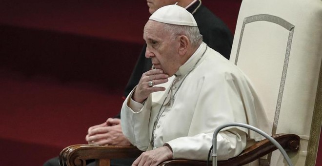 12/12/2018.- El papa Francisco preside su tradicional audiencia general de los miércoles en la sala Nervi, en el Vaticano, hoy, 12 de diciembre de 2018. EFE/ Giuseppe Lami