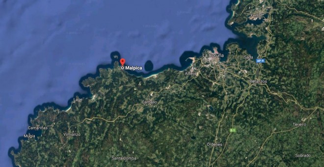Mapa de localización de Malpica, donde ha naufragado un pesquero.