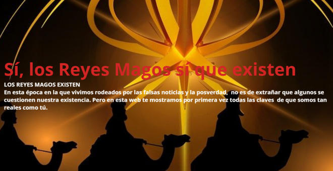 Captura de pantalla de la web 'Los reyes magos existen'