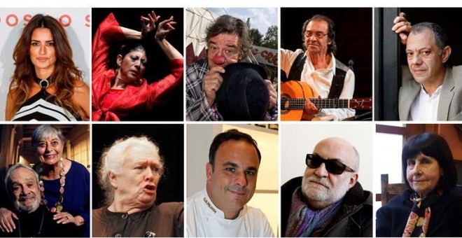 La actriz Penélope Cruz, la bailaora Manuela Carrasco,el artista de circo Tortell Poltrona,el guitarrista Pepe Habichuela,el director de teatro Lluís Pasqual,el escenógrafo Ezio Frigerio y la figurinista Franca Squarciapino,la actriz Margarita Lozano,el c